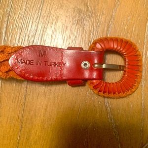 Vintage leather belt made in turkey. Size medium. Brownish red in color.